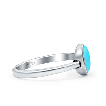 Petite Dainty Oval Simulated Turquoise Promise Ring Band Rhodium Plated Braided 925 Sterling Silver